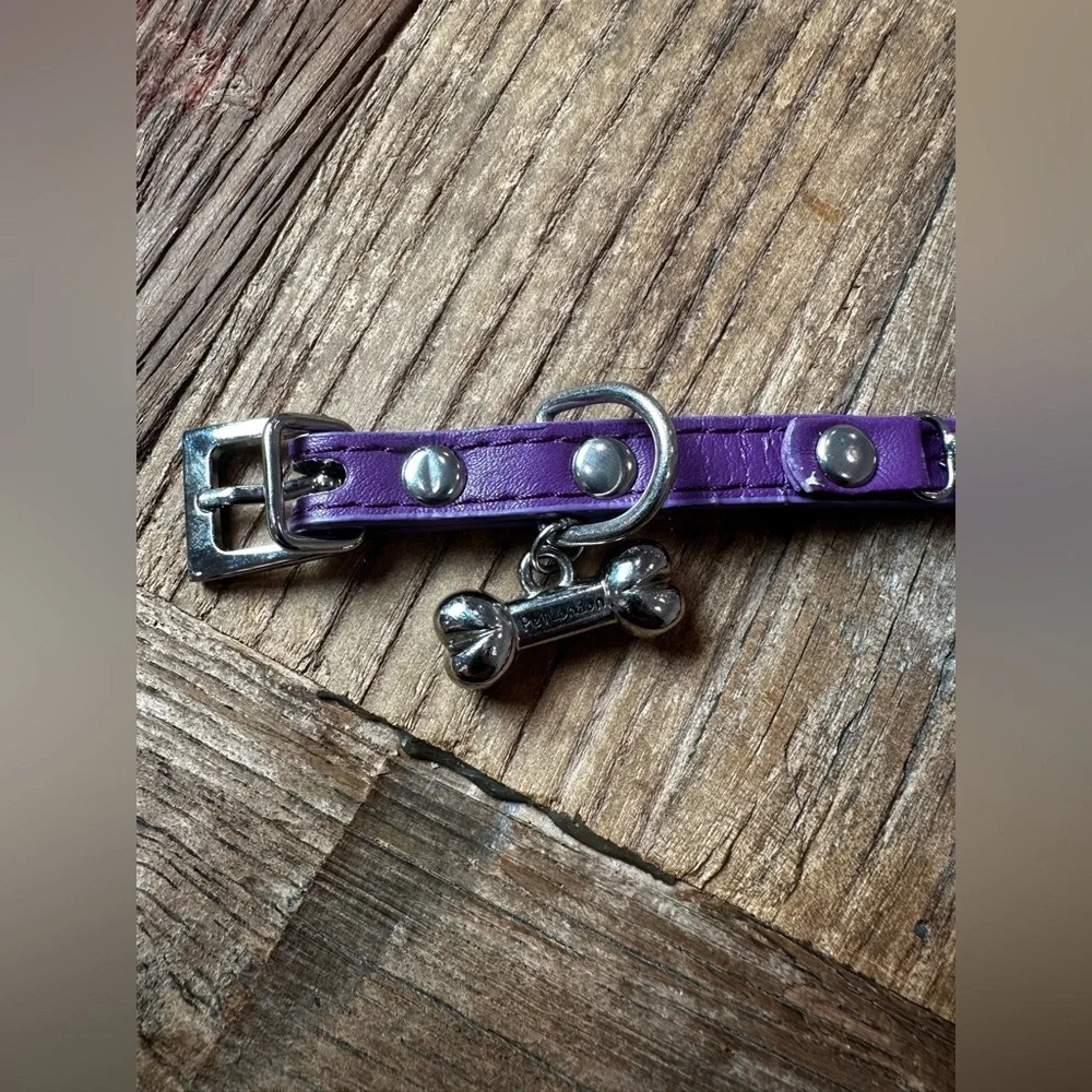 Purple Rhinestone Dog Collar